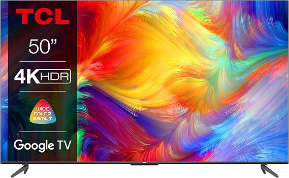 TCL 50P739 TV 4K HDR Ultra HD Smart TV Powered by Google TV Frameless Design (Dolby Vision and Atmos Hands-Free Voice Control Compatible with Google Assistant and Alexa) 50 Inch [Energy Class F]