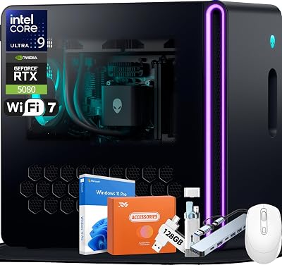 Alienware Aurora R16 Gaming Desktop PC, Intel Ultra 9 285K, NVIDIA GeForce RTX 5080 16GB GDDR7 Beat 4090, 64 GB DDR5 RAM, 2 TB SSD, Wi-Fi 7, AlienFX Liquid Cooling, Custom RGB Lights, Win 11 Pro