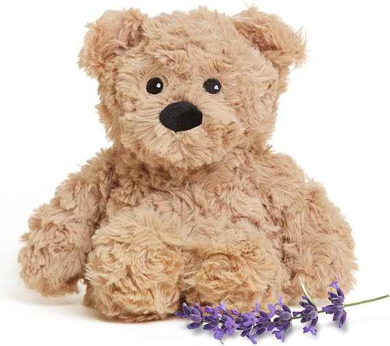 warmies Junior Curly Bear Teddy Bear Stuffed Animal, Weighted, Microwavable