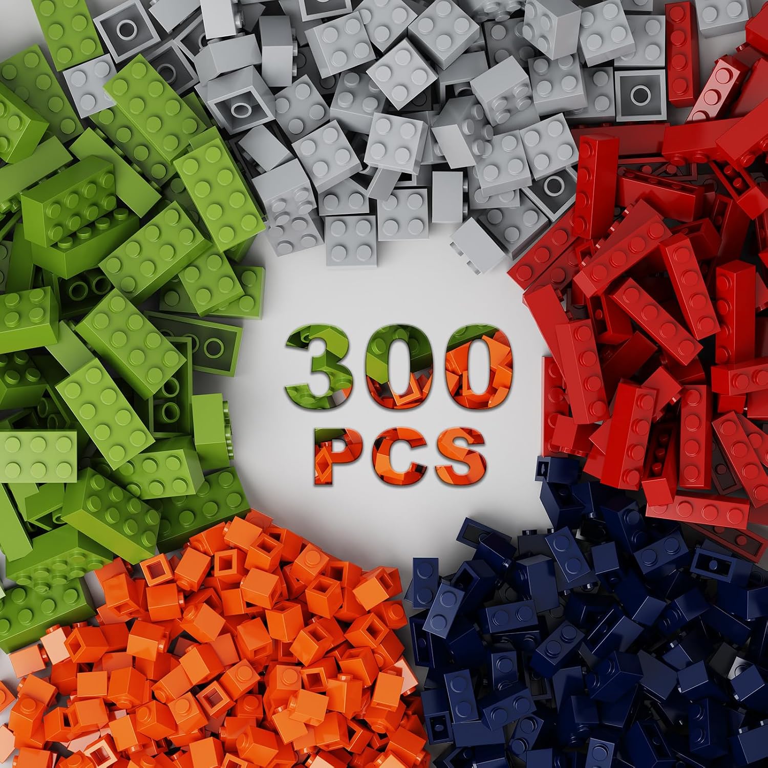 300 Pcs Classic Building Bricks, Bulk Bricks,Compatible with Major Brands Parts and Pieces, Creative Building Block Toys for Boys Girls Ages 6 7 8 9 10 Year Old