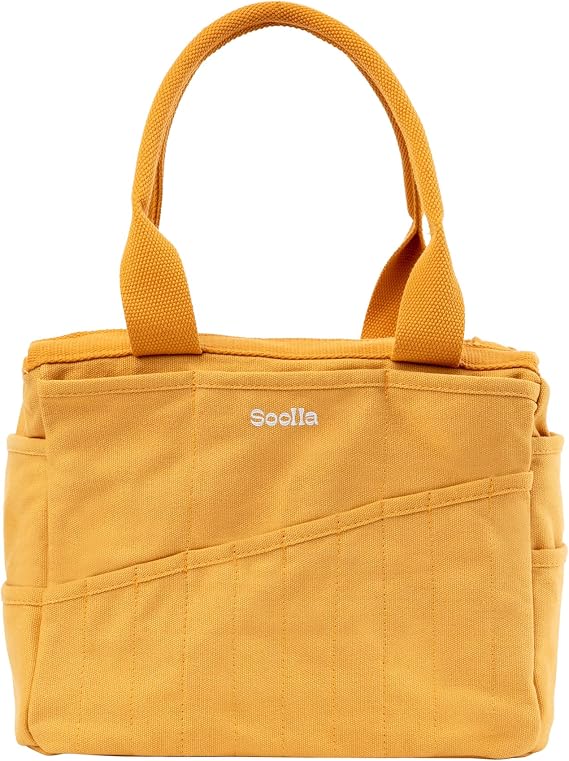 Soolla Studio Art Supply Storage Organizer & Pottery Tool Tote, Washable Craft Knitting Yarn & Crochet Project Bag, 30 Pockets, 15+ Canvas Colors, Artist Bag for Adults (Sedona)
