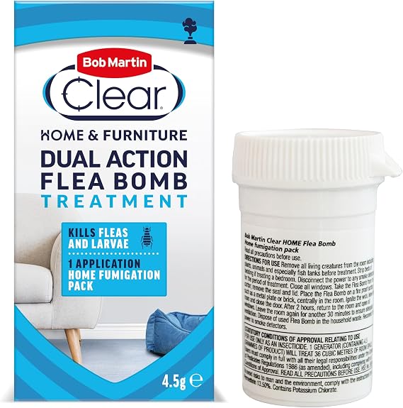 Bob Martin Clear Dual Action Flea Bomb for the Home - Kills Fleas Dead, Fast and Effective Household Treatment (1 Can)