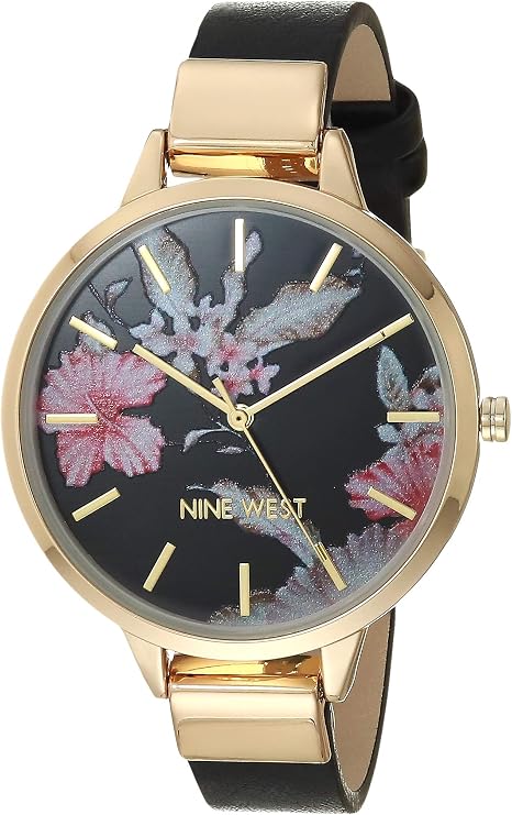 NINE WEST Women's Floral Dial Strap Watch