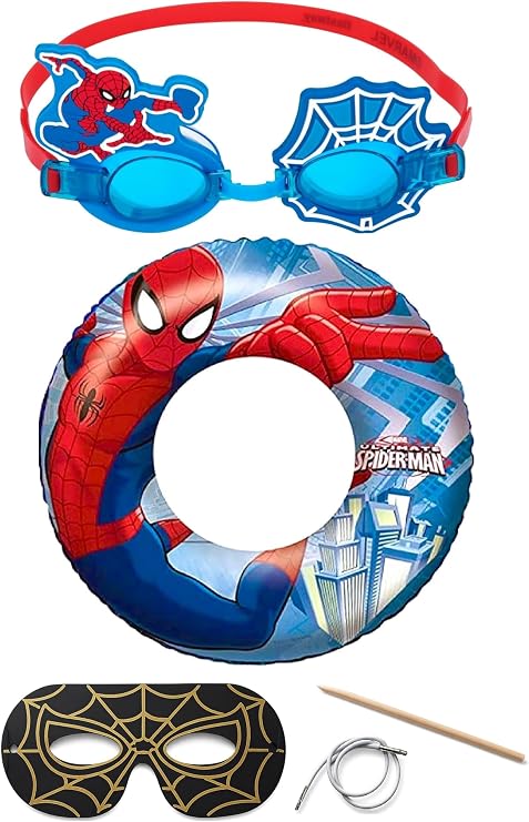 Bestway Marvel Spider-Man Swim Bundle Set (2PCS Swim Ring, Goggles and Scratch mask - Bonus)
