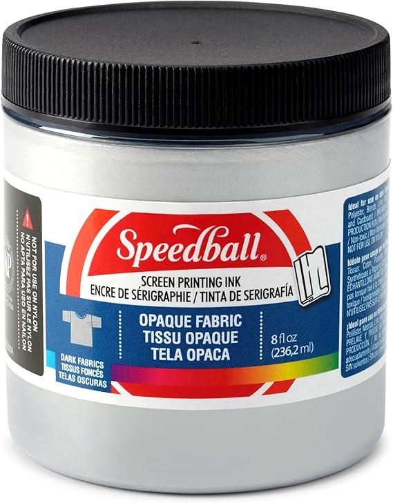 Speedball 004807 Opaque Fabric Screen Printing Ink, 8 fl. oz., Silver