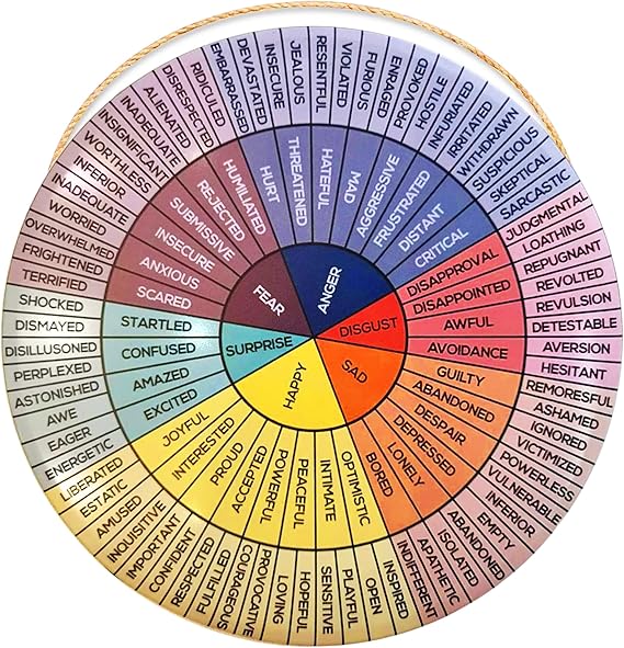 NADOBA Feelings Wheel Poster Metal Sign Durable Tin Emotion Wheel Chart with Pre-Drilled Holes for Easy Wall Mounting Waterproof, Fade-Resistant Decor for Home, Classroom, Office, Garden & Gift Use