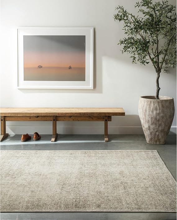 Livabliss x Becki Owens Margot Vintage Rug - Area Rugs for Living Room 200x275 cm, Bedroom - Scandi Neutral Rugs, Traditional Patterned Boho Style, Natural Easy Care Pile - Large Rug, Ivory, Sage