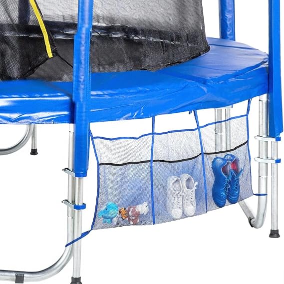Sweetude 3 Pouch Ultimate Trampoline Shoe Storage Durable UV Resistant PE Bags for Most Trampoline, 19.7 x 13.8 Inch Each Compartment, Blue