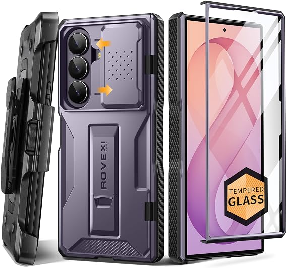 TONGATE for Z Fold 8 Ultra Case with Screen Protector & Belt Clip, Violet