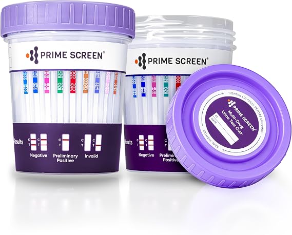 Prime Screen-12 Panel Multi Drug Urine Test Compact Cup (AMP,BAR,BUP,BZO,COC,mAMP/MET,MDMA,MOP/OPI,MTD,OXY,PCP,THC) C-Cup-[2 Pack]- CDOA-6125