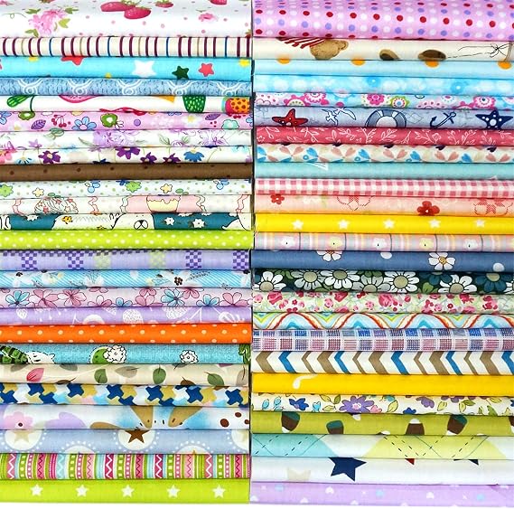 50pcs 8" x 8" Fabric Squares 100% Cotton Fabric Bundles Quilting Craft Supplies Floral Precut Squares Patchwork for Sewing DIY Quilt Patchwork
