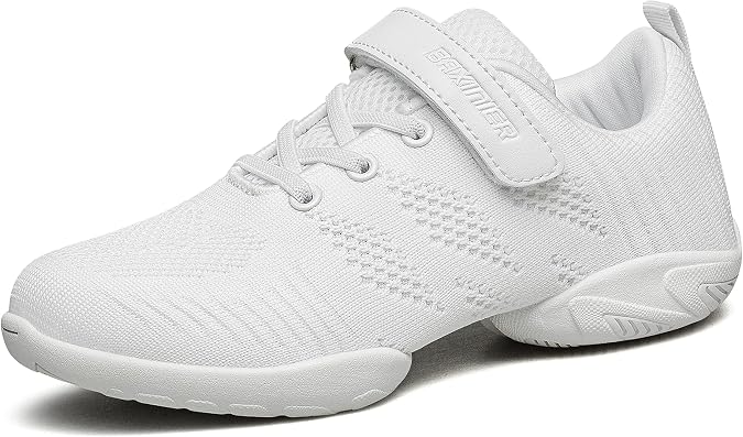 BAXINIER Girls White Cheerleading Dance Shoes