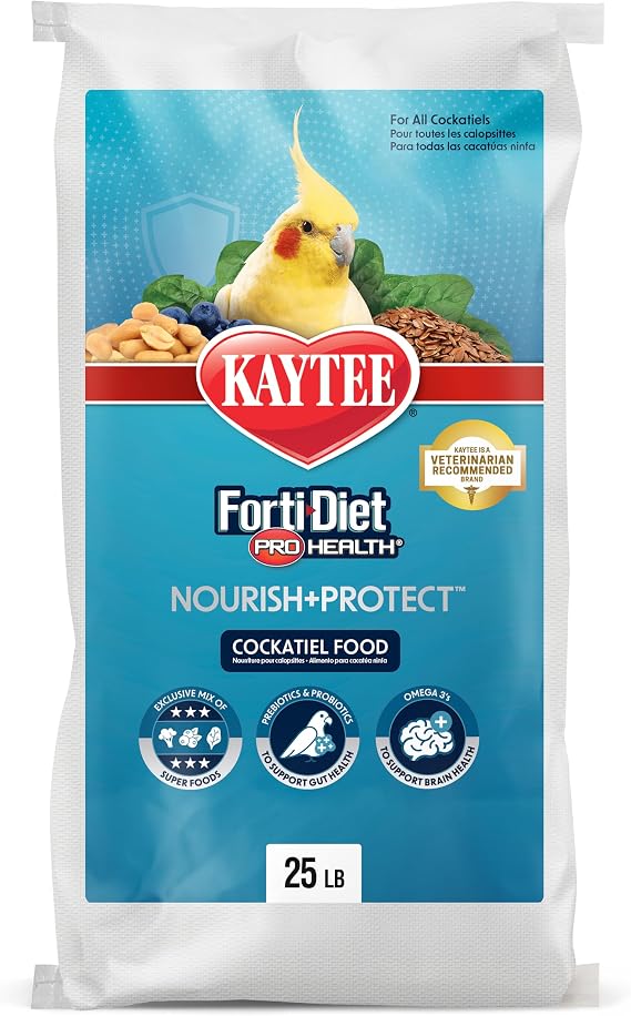 Kaytee Forti-Diet Pro Health Nourish+Protect Cockatiel Food, 25 lb