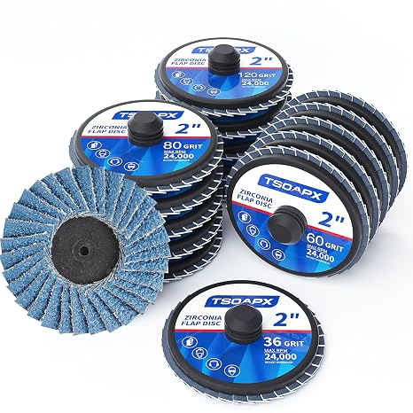 20 PCS Flap Discs Set, 2" Zirconia Roll Lock Die Grinder Sanding Disc Sandpaper Wheels Grit 36/60/80/120, Flap Wheel for Wood & Metal Sanding | Zirconia grit 36/60/80/120 sandpaper wheels, quick-change, 1/4" shank, for wood & metal sanding
