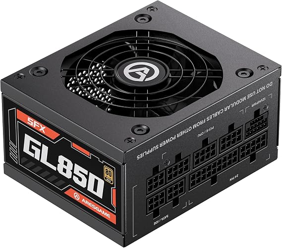 ARESGAME SFX Power Supply, 850W, ATX 3.0 & PCIE 5.0 Ready, 80 Plus Gold Certified, Fully Modular Power Supply with Durable Hydraulic Bearing Fan, SFX Form Factor,