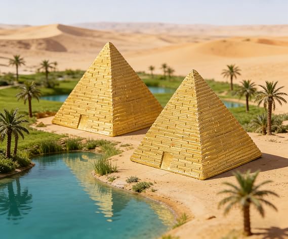 2PCS Egyptian Pyramid Statue, Mini Resin Egyptian Pyramid Model, Ancient Egyptian Building Model for Aquarium Terrarium Zen Sand Table Decor, 2.08 * 2.08 * 2.08inches