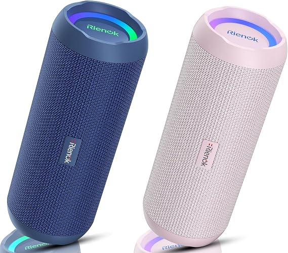 RIENOK 2 Pack Portable Bluetooth Speaker 30W Dual Pairing True Wireless Stereo HD Sound IPX7 Waterproof Outdoor Sport Shower Wireless Speaker Bluetooth 5.3 for Home Party