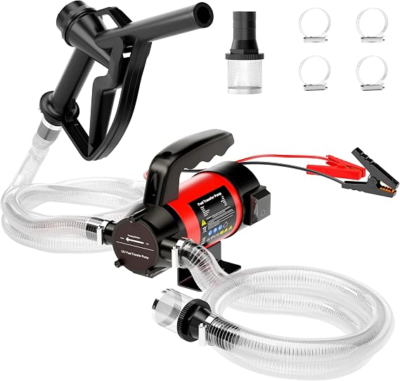 12V Fuel Transfer Pump, 13GPM Electric Diesel Transfer Pump w/Nozzle Hoses | 12V Electric Diesel Fuel Transfer Pump Kit for Diesel Kerosene Transformer Oil, Self Priming Pump for Home Farm Tractor Truck