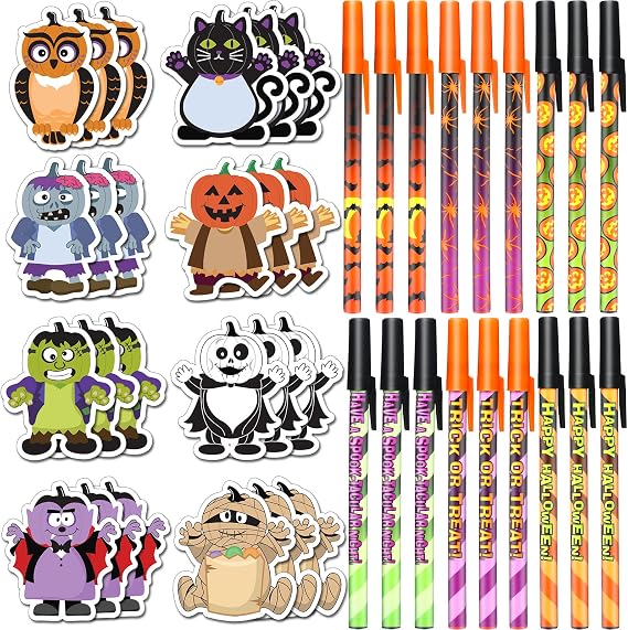 Pajean 480 Sheets Halloween Sticky Note and 24 Halloween Ballpoint Pen Set