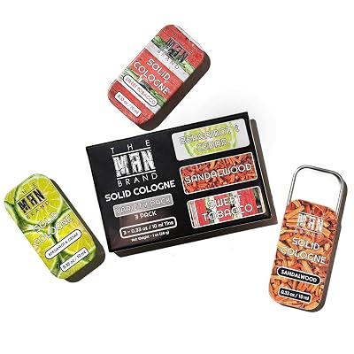 Mini-Tin Solid Cologne Sample Set in Vintage Slide Tin, Solid Perfume with a Sweet Tobacco, Citrus Bergamot, and Sandalwood Mens Fragrance 3 Pack of 0.33 Ounce Each
