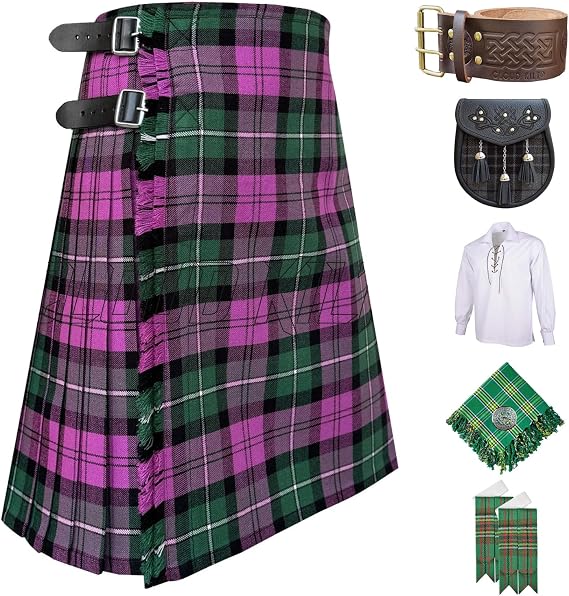 Custom 8 Yard Clan Tartan Kilt for Men - Traditional Scottish Style, 16oz Heavyweight Acrylic, Highland Wedding & Formal Wear