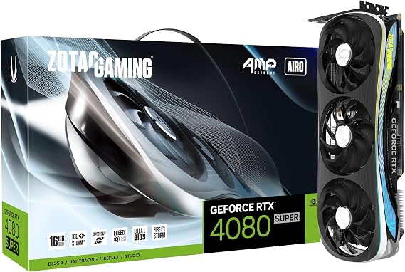 ZOTAC Gaming GeForce RTX 4080 Super AMP Extreme AIRO DLSS 3 16GB GDDR6X 256-bit 23 Gbps PCIE 4.0 Gaming Graphics Card, IceStorm 2.0 Advanced Cooling, Spectra 2.0 ARGB Lighting, ZT-D40820B-10P