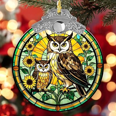 Owl Christmas Ornament 2025 - Owl Ornaments for Christmas Tree Xmas Keepsake Hanging Ornaments Owls Decoration Merch Owls Gifts for Lovers Women Man Family Party Indoors Home Decor Holiday