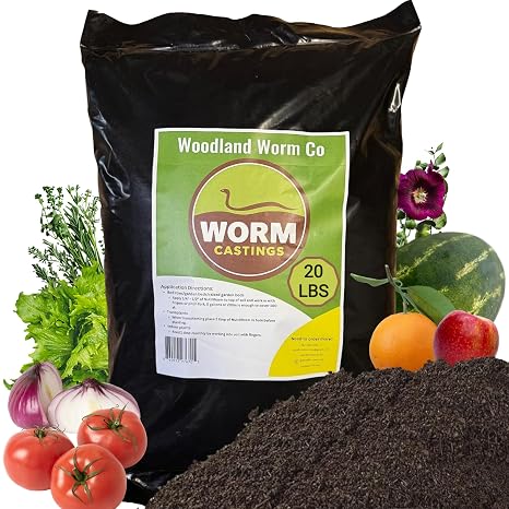 Earth Worm Castings for Plants 20 LB Soil Amendment and Natural Fertilizer for Gardening, Vegetables, Lawns and Indoor Plants Odor-Free, All-Natural