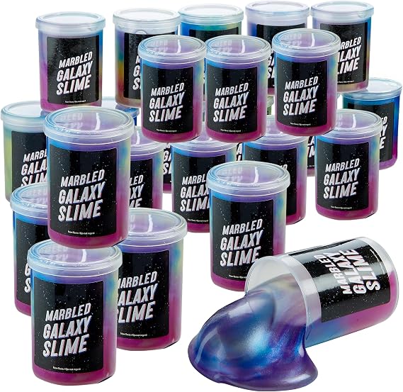 Stretchy Galaxy Slime - Gooey Marbled Sludge for Classroom Prizes, 24 Pack