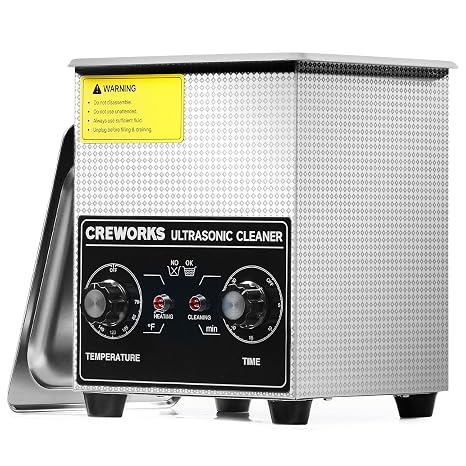 CREWORKS 2L Ultra Sonic Cleaning Machine - 60W 100W Heater Timer | 0.5 gal 40kHz 304 Stainless Steel Ultrasonic Parts Cleaner, Heats 70-175F 30-min Timer for Jewelry Watch Coin Glasses