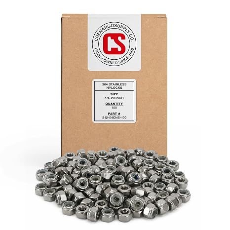 Chenango Supply 1/4-20 Stainless Nylon Insert Lock Nuts