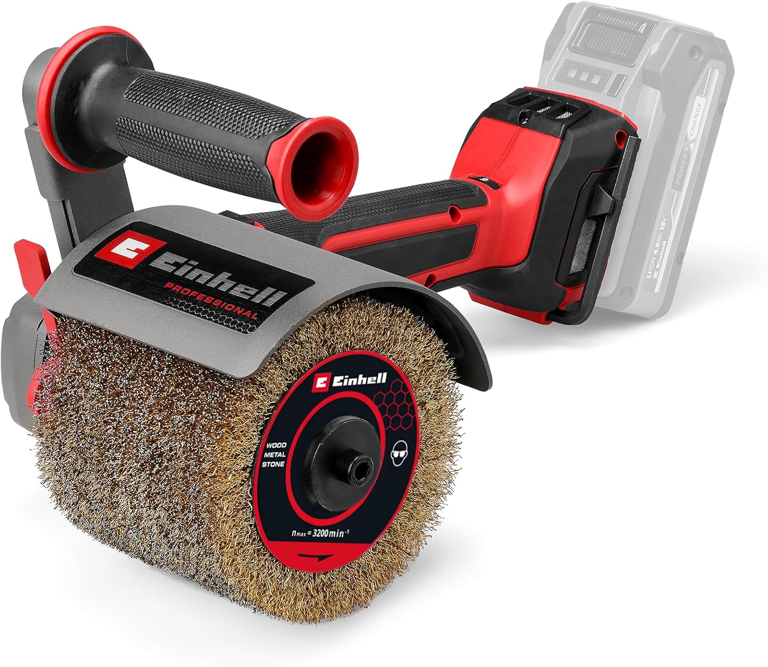 Einhell Professional Akülü Eksantirik Zımpara TP-BR 1832 Li BL-Solo PXC 18 V, 1300 W, Kömürsüz, maks. 3200 ddak, Ø 120 mm fırçalar için, pirinç tel fırça dahil, akü dahil değildir