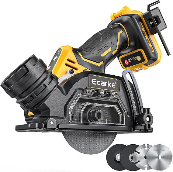 Ecarke Cordless Cut Off Tool Compatible with DeWalt 20V Battery,3" Circular Saw Brushless Motor with Blades, 20,000 RPM Mini Cut Off Tool Kit for Wood Metal Plastic Tile Stone Cutting(Tool Only)