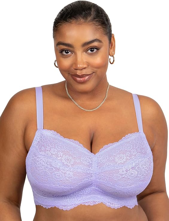 Curvy Couture Women's Luxe Lace Wireless Bralette