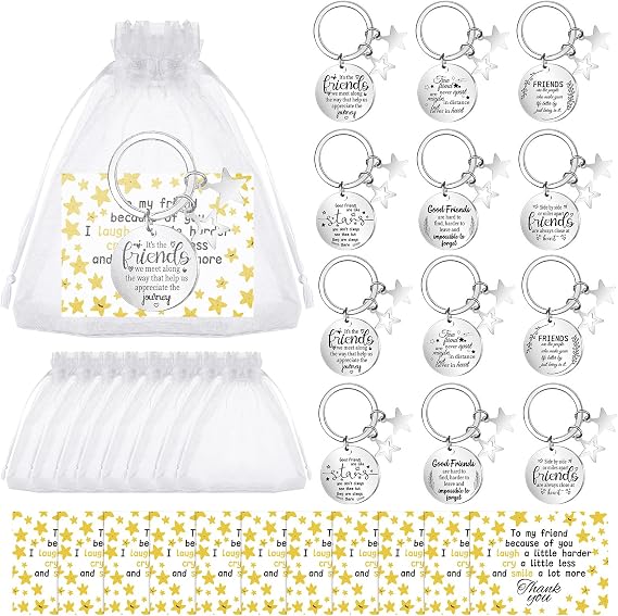 12 Sets True Friends Keychain Friendship Gifts for Bestie Best Friend