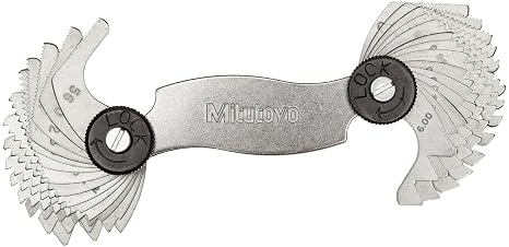 Mitutoyo 188-152 Screw Pitch Gage, Inch/Metric, 4-56 TPI & 0.5-6mm Range, 28 Leaves with Stamped Thread Pitch Sizes for Easy Identification, Durable Precision Tool for Measuring