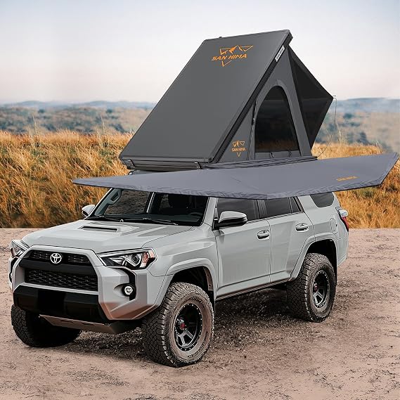 Sanhima Rooftop Tent Hard Shell - Hotham Lite Roof Tent Gray w/ 180 Awning Free Standing