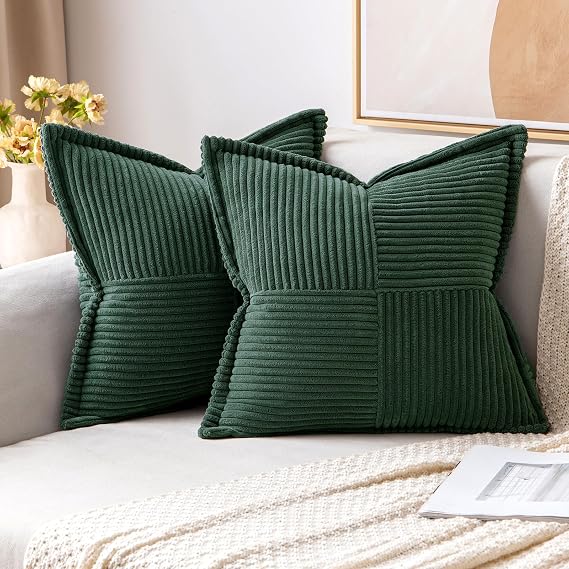 MIULEE Decorative Throw Pillow Covers for Couch 20x20 Inch Dark Green