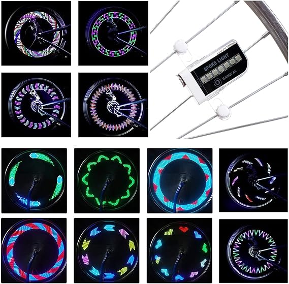 DAWAY LED Bike Wheel Lights - A12 Waterproof Cool Bicycle Tire Light, Safety Spoke Lights for Kids Boys Girls Men Women, 30 Fun Bright Patterns, Auto & Manual Dual Switch, with Battery