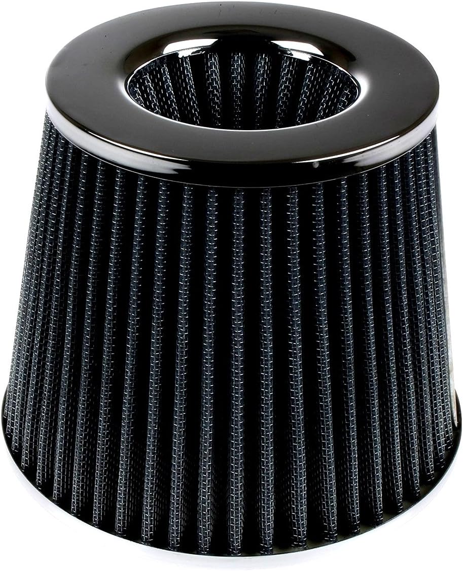 Universal Car Air Filte, High Power Sports Mesh Cone Air Intake Filter for Car Automobile Racing, Black