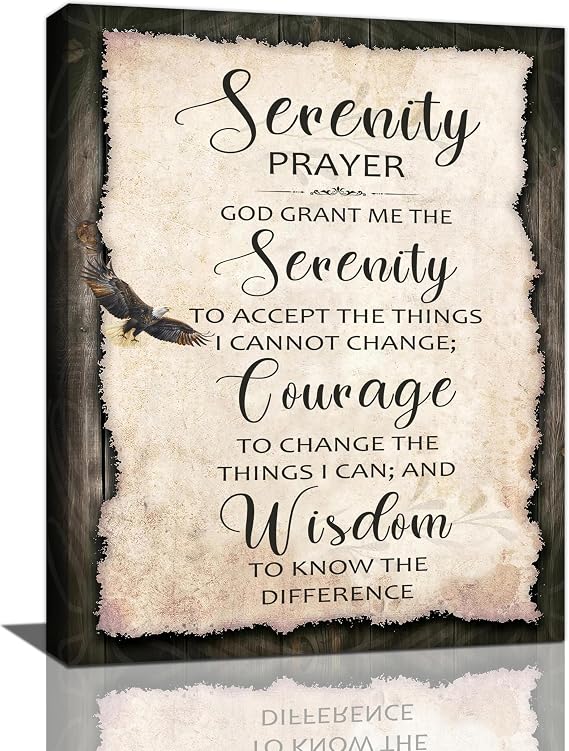 SweetFox Serenity Prayer Wall Art God Grant Me The Serenity Pictures Wall Decor Christian Canvas Painting Print Religous Inspirational Quote Framed Artworks for Bedroom Living Room Church 12"x16"