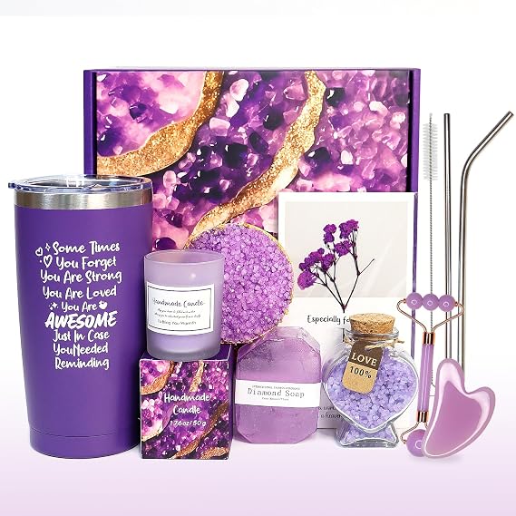 Birthday Gifts for Women, Bath Sets For Women Gift, 11 PCS Lavender Spa Gift Basket, Relaxing Spa Gift Basket for Mom, Wife, Sisters, Friends, Perfect Self-Care Set for Valentines Day, Mothers Day