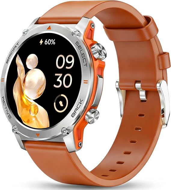 Popglory Smart Watch, 1.43''AMOLED 45mm Military Smartwatch Men Women Answer/Make Call, Digital Fitness Watch, 110+ Sports, Blood Pressure, Heart Rate, Stress Monitor Sports Watch for Android or iOS