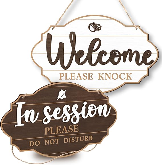 In Session Door Sign For Therapists - Please Do Not Disturb Sign For Office Door, Therapy Session In Progress Door Sign, Welcome Please Knock Sign For Door, Massage Therapy Decor