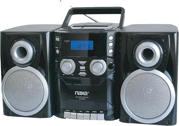 Naxa Electronics NPB-426 Portable CD Player with AM/FM Stereo Radio, Cassette Player/Recorder and Twin Detachable Speakers
