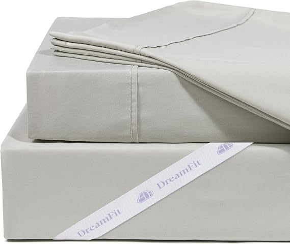 DreamFit DreamChill Cooling Bamboo Sheets for Hot Sleepers with Elastic Corner Straps 20 inch Extra Deep Pocket Breathable Silky Soft 100% Crafted in USA Twin Sheet Set Sage