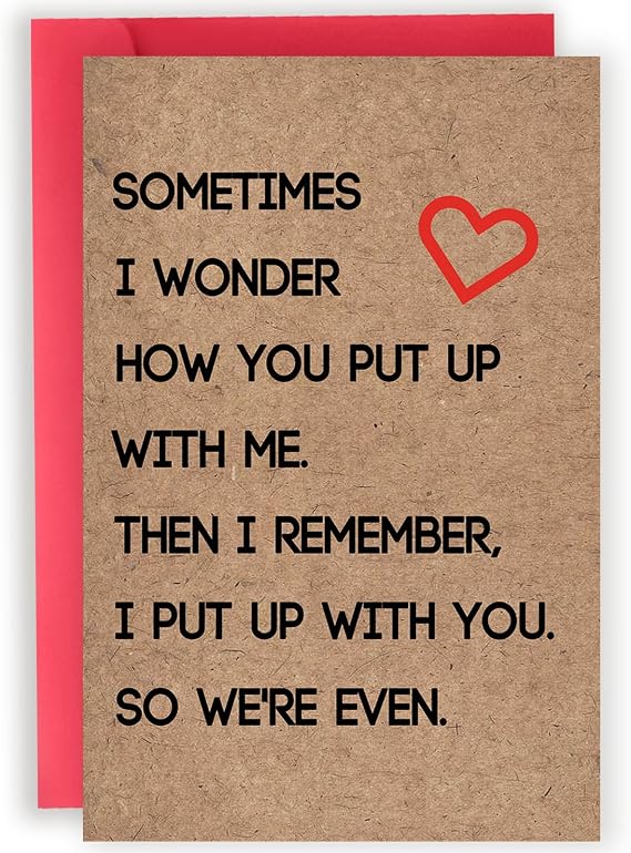 Funny Anniversary Card Gifts for Couples Husband Wife, Sweet Valentine's Day Gift for Men Women Him Her