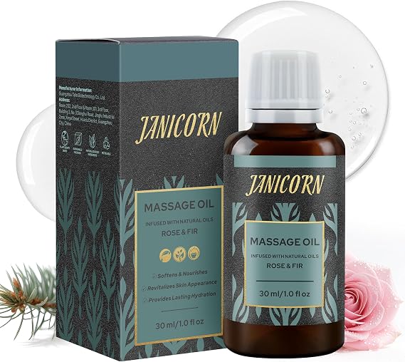 Rose & Fir Aromatherapy Massage Oil with Jojoba, 1 Fl Oz
