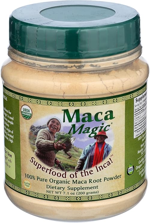 Maca Magic Organic Black Maca Powder - Raw Maca Powder - Raw Premium Maca Powder - Yellow Maca Powder - Raw Red Maca Root Powder - Miracle in The Andes - Maca Superfood Powder Powder - 7.1 Oz