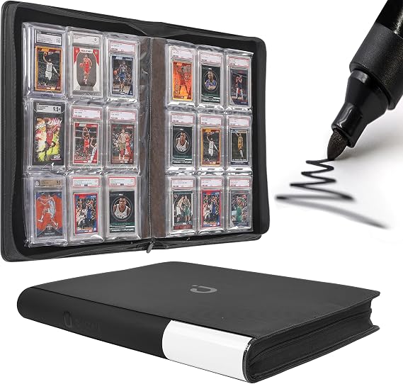Slab Binder for Graded Cards - PSA Slab Binder Fits 90 Cards, 9 Pocket Slab Album with Sleeves Compatible with PSA CGC BGS SGC Slabs (Classic Black)